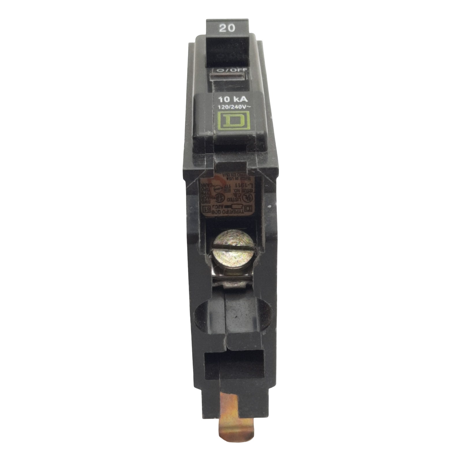 Lot of 4 Square-D QOB120 Circuit Breaker, 1-Pole, 20A 120/240VAC 48VDC, Bolt-On