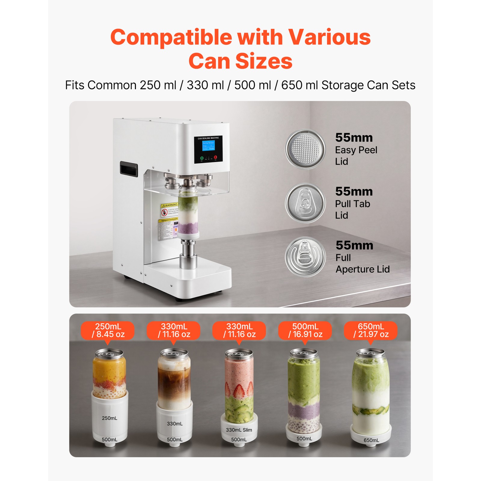 Uimoso Automatic Can Sealing Machine for Soda and Coffee Shops – White