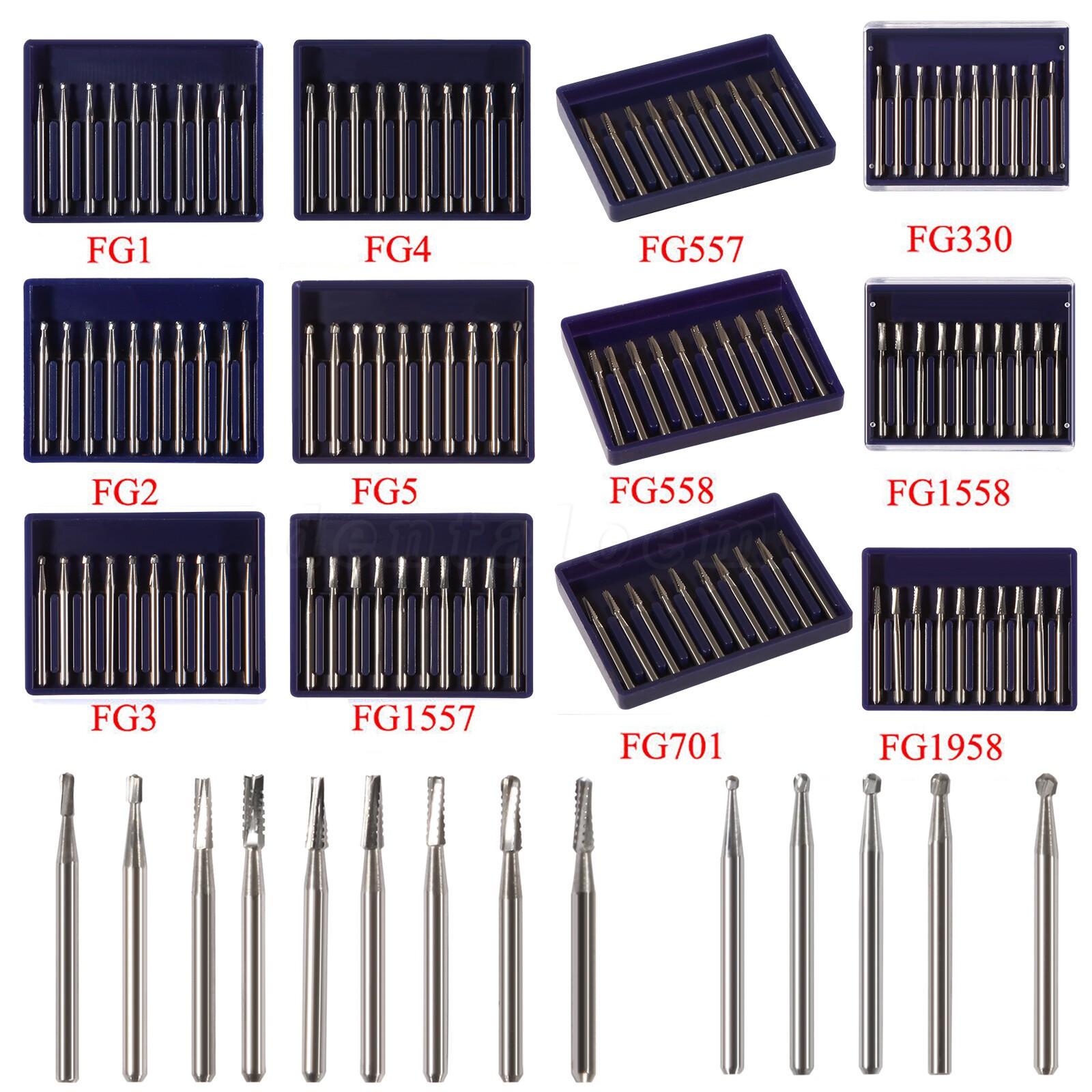 Round Carbide Dental Burs High Speed Handpiece Friction Grip Drill Bits