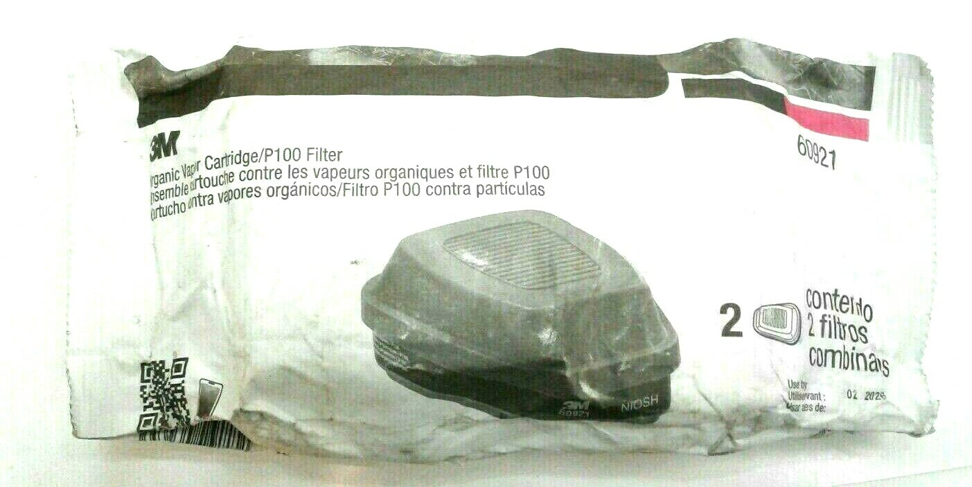 2x 3M 60921 Organic Vapor Combo Cartridge/Filter, 2 Packages of 2 Cartridges