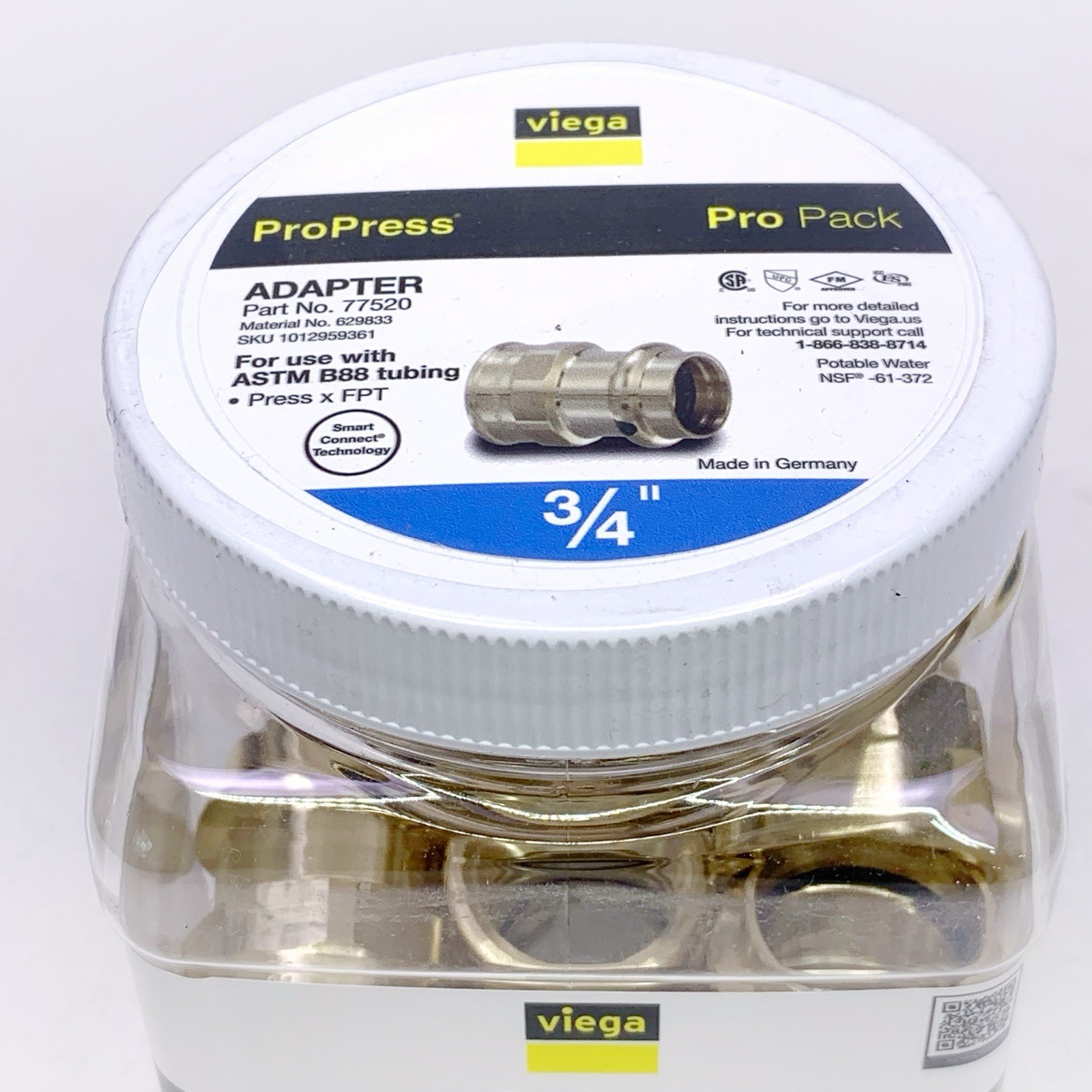 Pack Of 10 Viega ProPress Brass Adapter 3/4″ Press Fittings Female NPT NEW