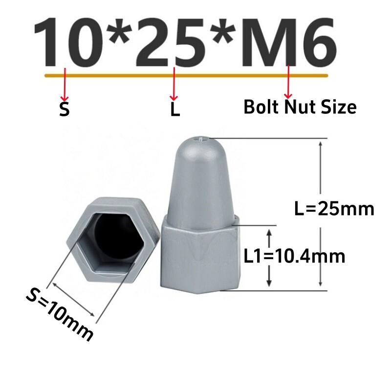 Bolt Nut Protection Caps Cover Hex Screw Plastic Hexagonal M6M8M10M12M14M16~M30