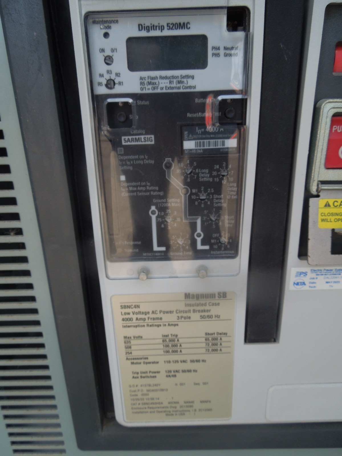 Eaton 4000A 3ph 415/240V Main Breaker Switchboard w/ 48- HFD3080 Breakers 3R
