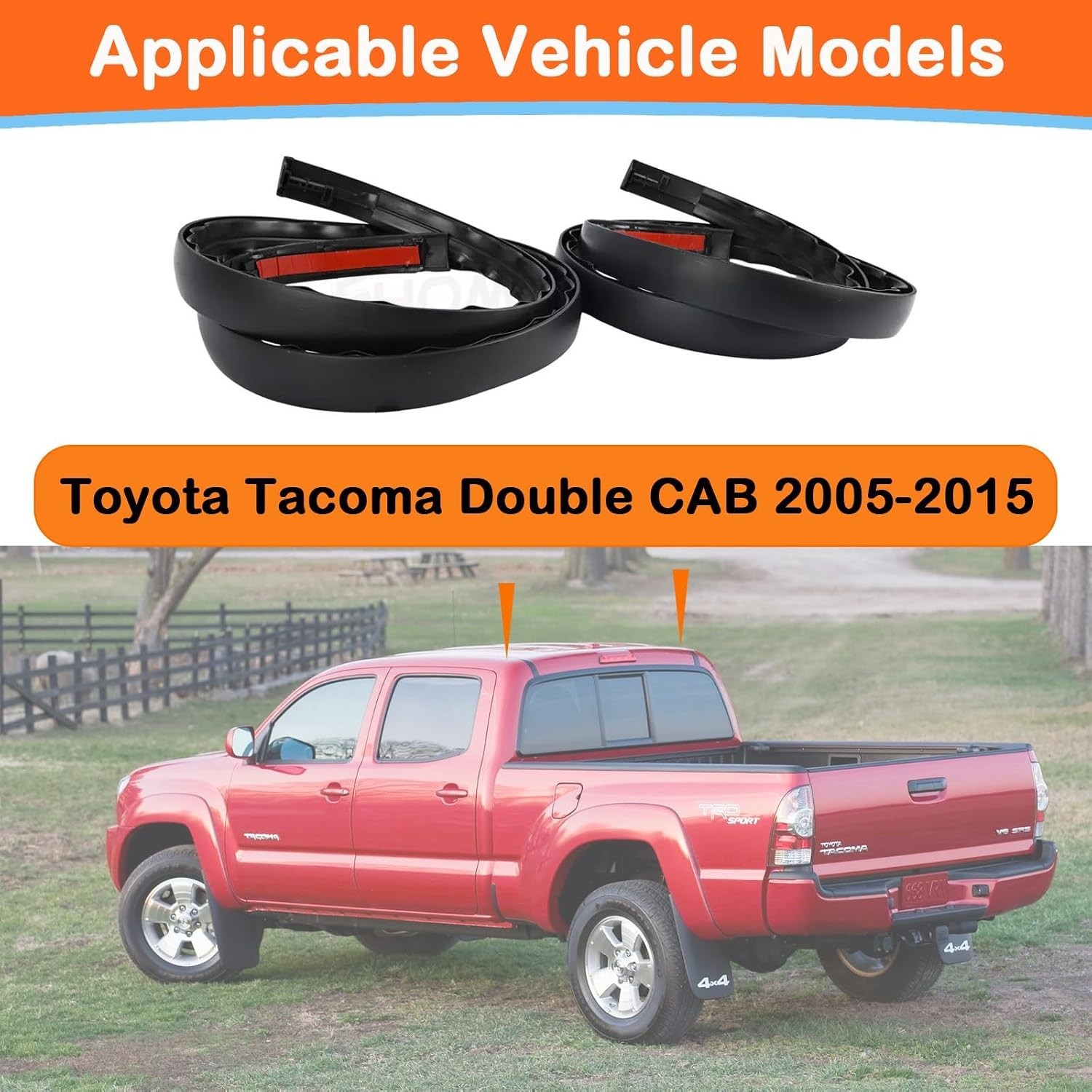 2Pcs Roof Drip Molding Weatherstrip Fit for Toyota Tacoma Double CAB 2005-2015,