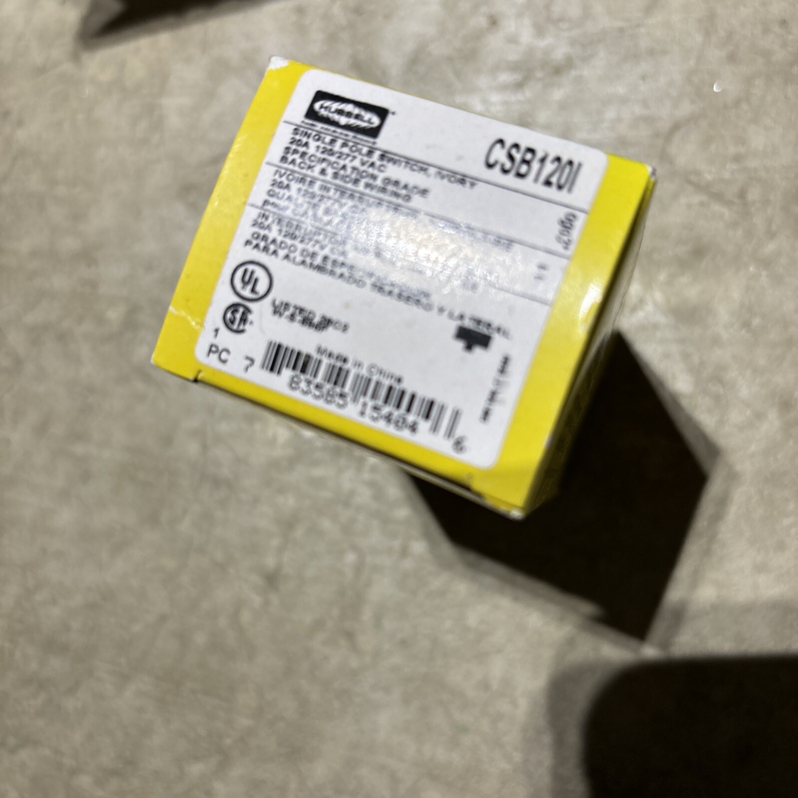 Hubbell CSB120I Ivory Back Wired Pole Commercial Switch 20 Amp 120/277v