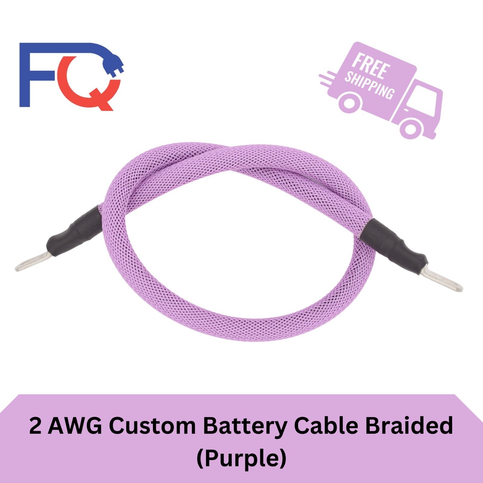 2 AWG Gauge Custom Battery Cable Copper Braided (Purple)
