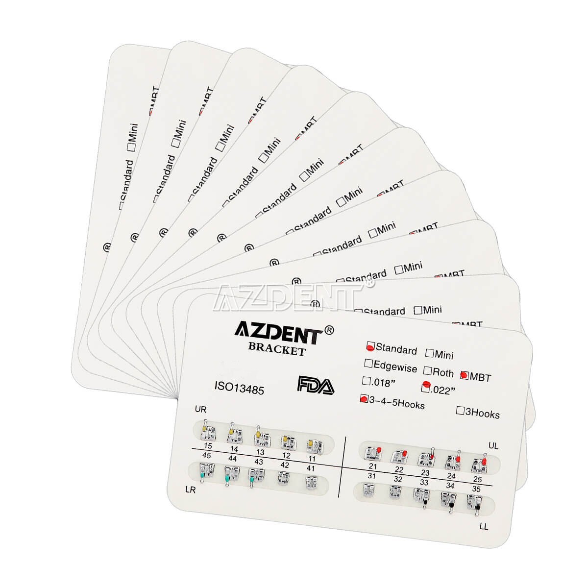 10X Dental Stent ortodóntico oral Metal Mini/Standard MBT/Roth.022 Hooks 345