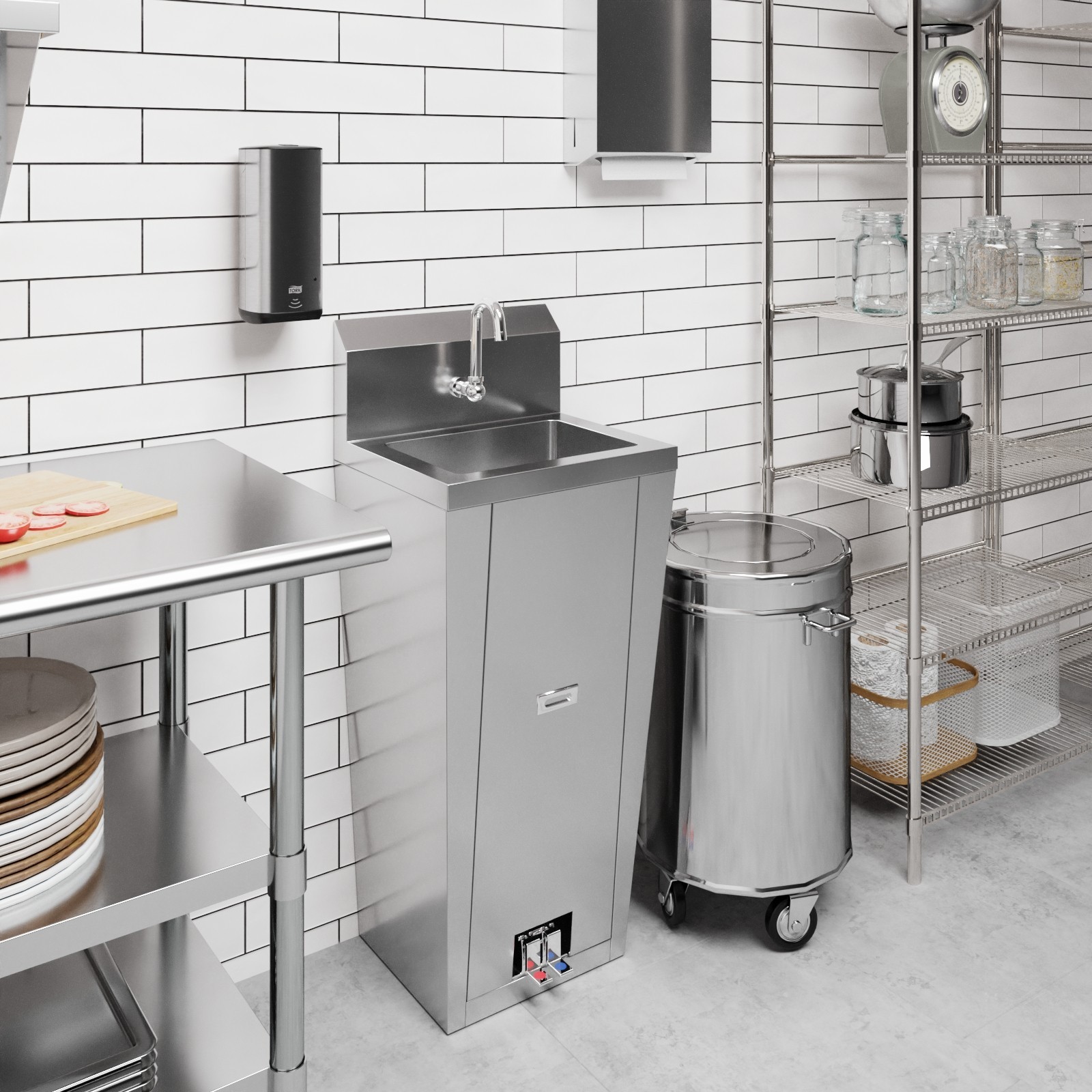10 in. x 14 in. Hands-Free Hand Sink With Pedestal Base