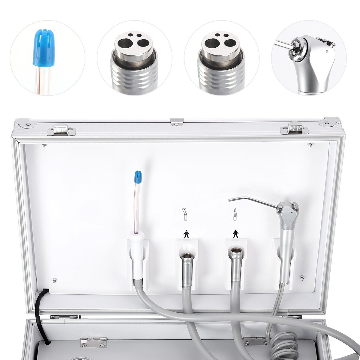 Portable Dental Moble Delivery Unit Air Compressor Syringe Suction System 4Hole