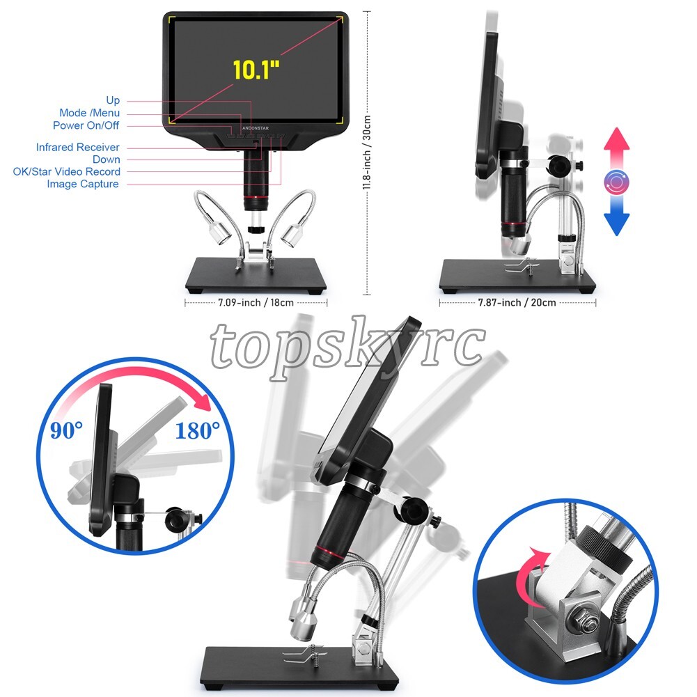 Andonstar AD409 4MP Wifi Microscope Digital Microscope with 10.1 LCD Screen SZ