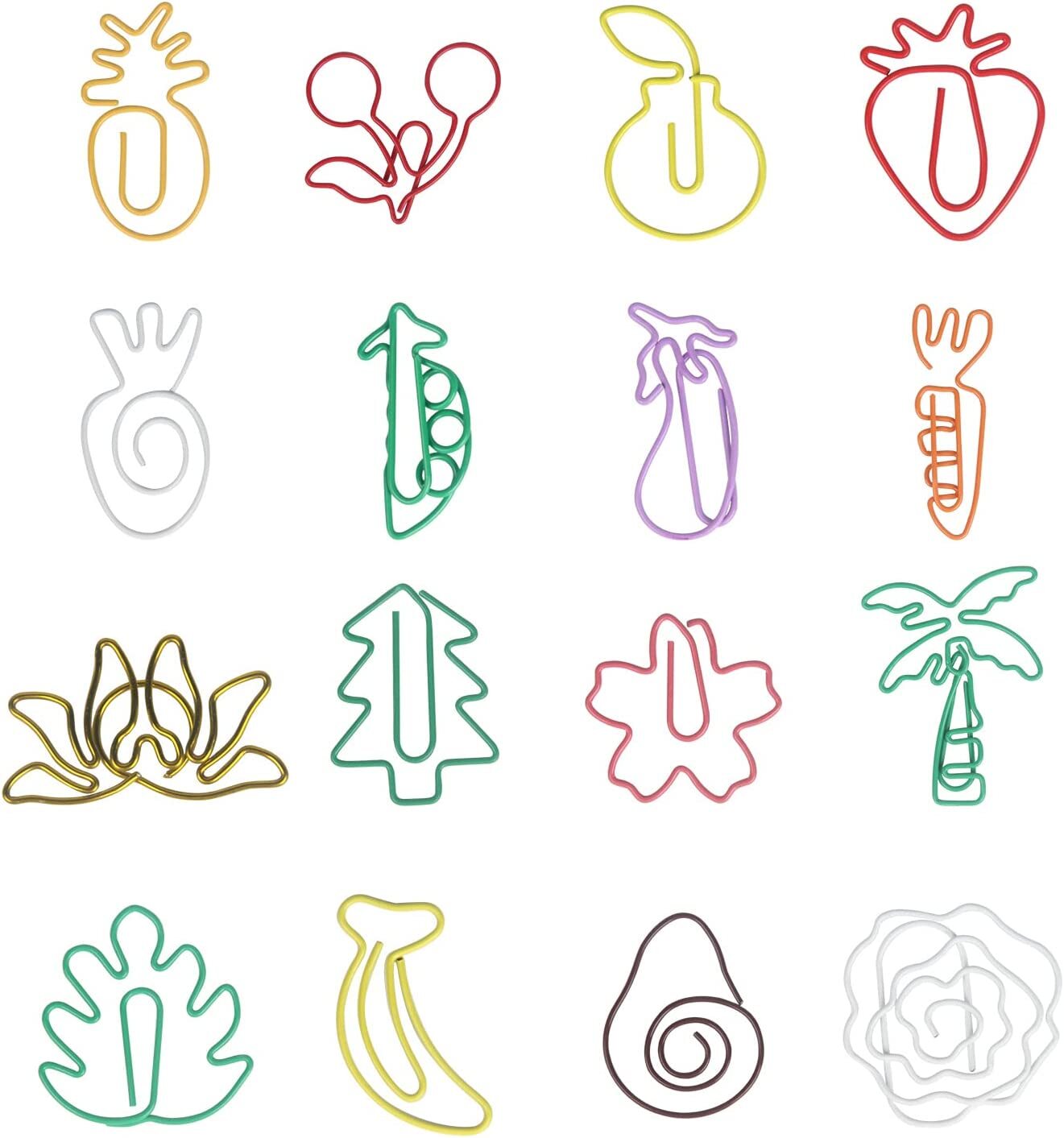 80Pcs 16 Plant Shape Paper Clips Fun Cute Bookmark Clips Metal Marking Clips New