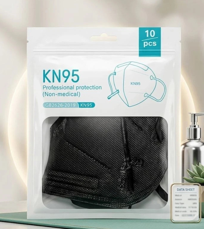 KN95 Face Masks, Breathable Comfortable and Disposable KN95 Mask, Black 10/50
