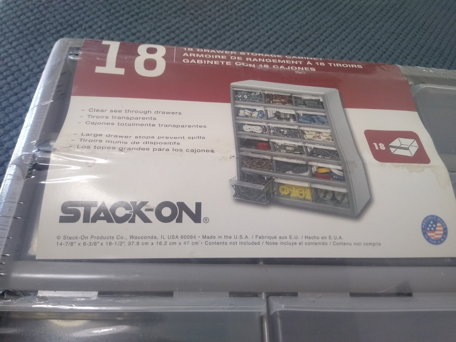 Stack-on 18 drawer plastic cabinet