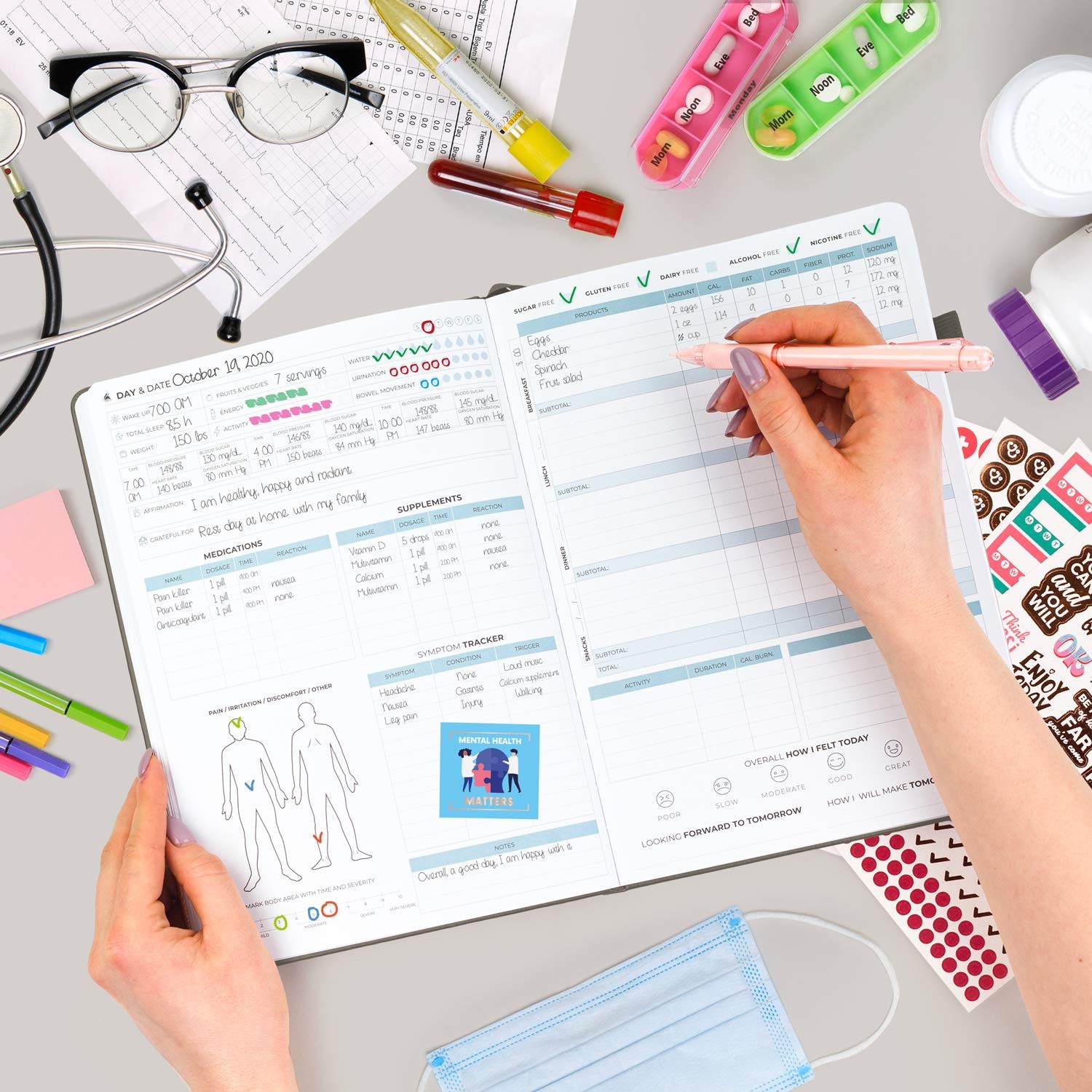 Clever Fox Medical Planner Diary Notebook Wellness Logbook Lasts 3 Months