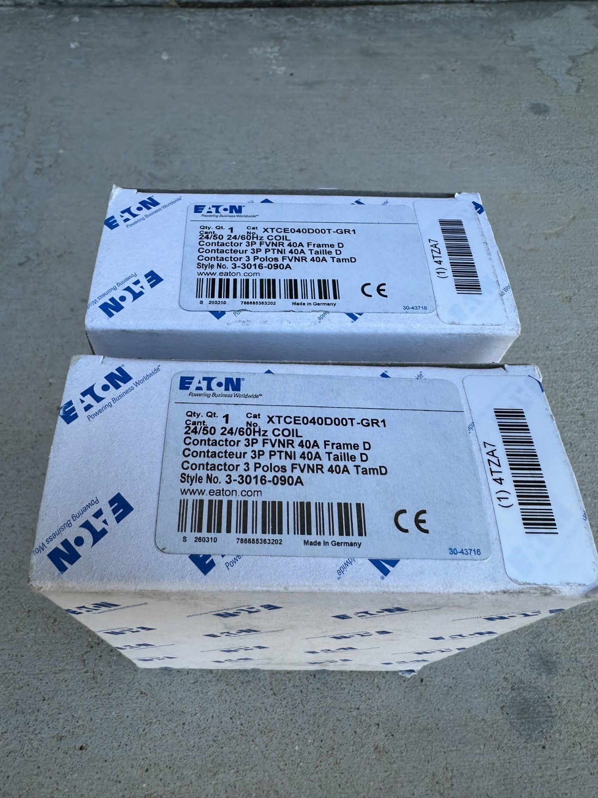 Eaton Contactor 2pc Lot XTCE040D00T-GR1 3 Pole 24v Coil 40amp (2 pieces) HVAC