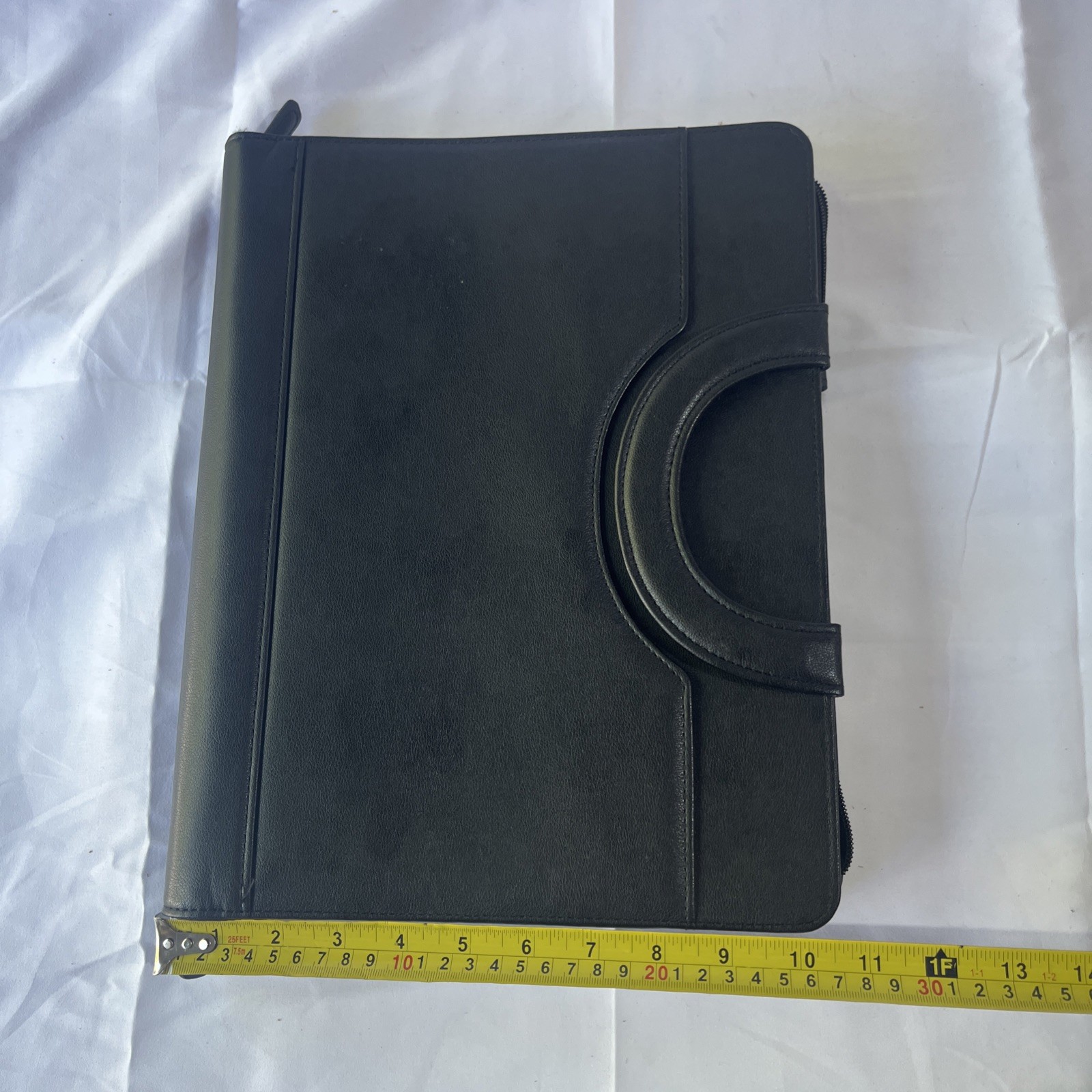 POPRUN Portfolio Binder with Zipper, Leather Padfolio Document Organizer with St