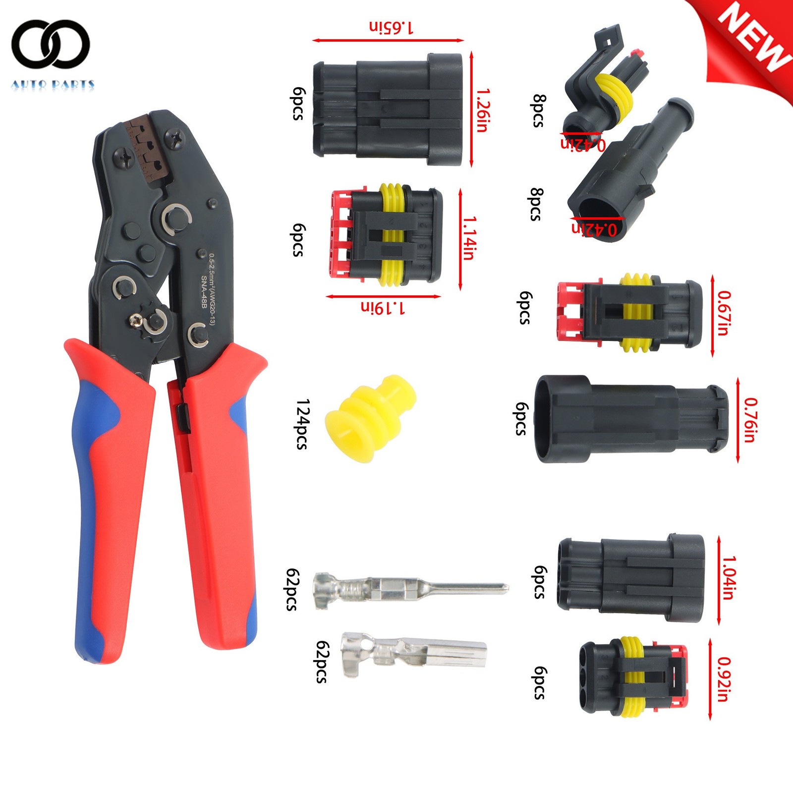352Pcs Waterproof Car Electrical Connector Terminals Kit 1-4 Pin Connectors