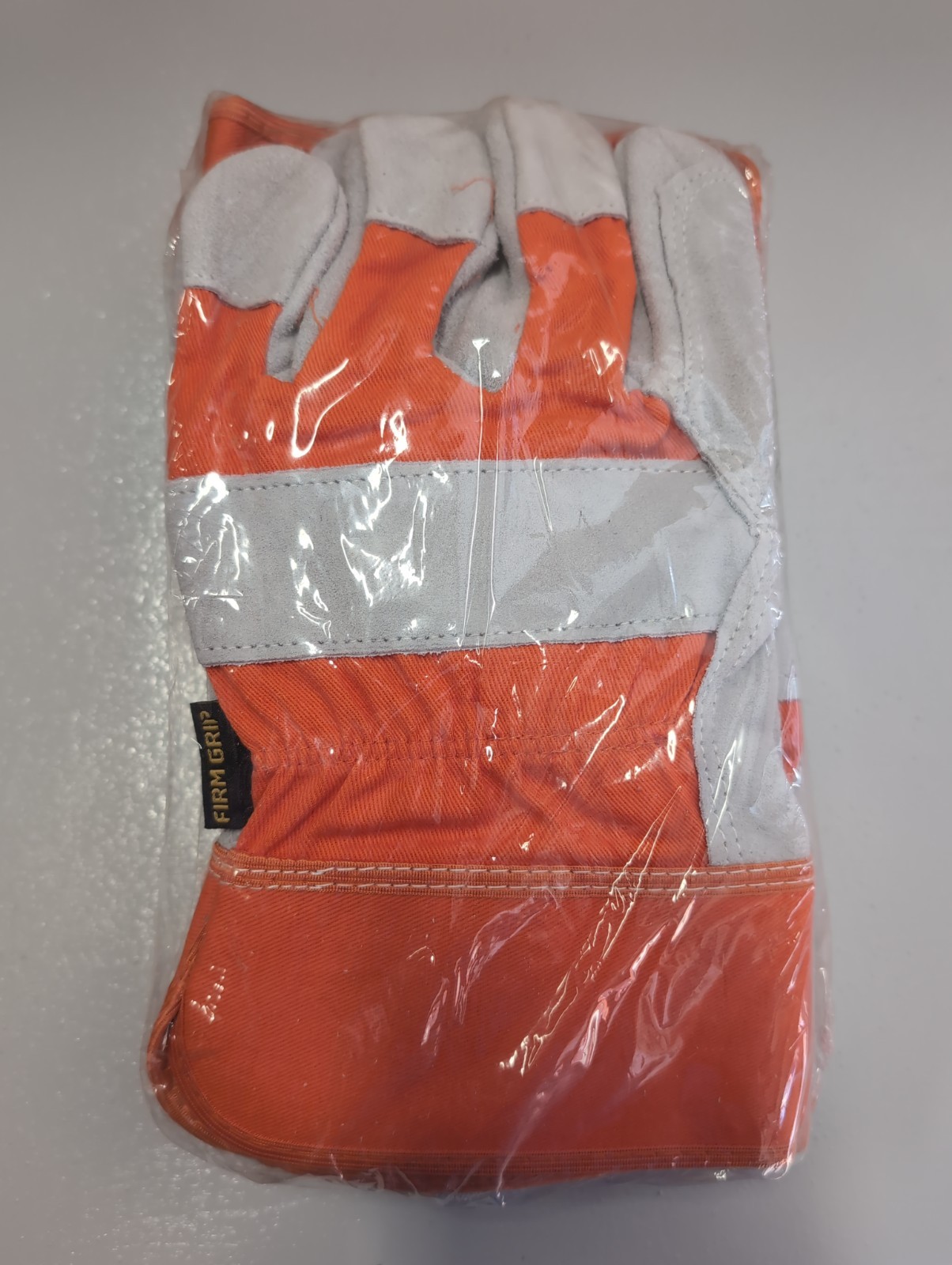 Firm Grip 65032 Suede Double Leather Palm Gloves Orange Gray Large, PACK OF 3