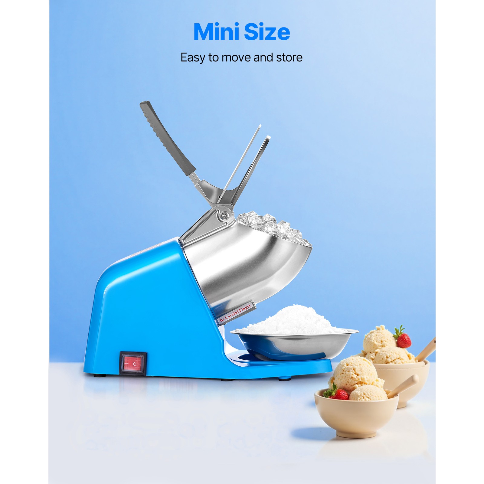Uimoso Electric Ice Crusher 286LBS/H Shaved Ice Machine for Commercial Use, Blue