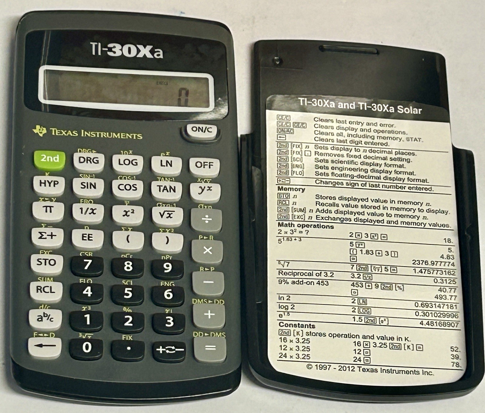 Texas Instruments TI-30Xa Scientific Calculator, 10-Digit LCD, One-Line Display