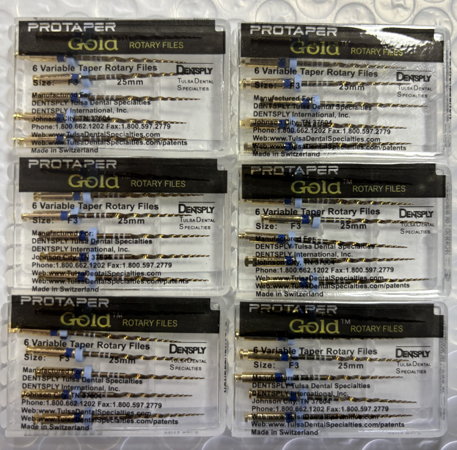 Dentsply ProTaper Gold Rotary Files Assorted Sizes 19/21/25/31mm Files 6/Pack US