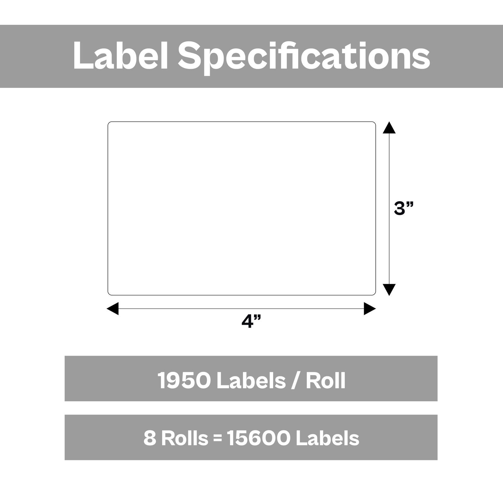 8 Rls/1950 Labels 4″x3″ Direct Thermal Shipping Labels White No Ribbon Required