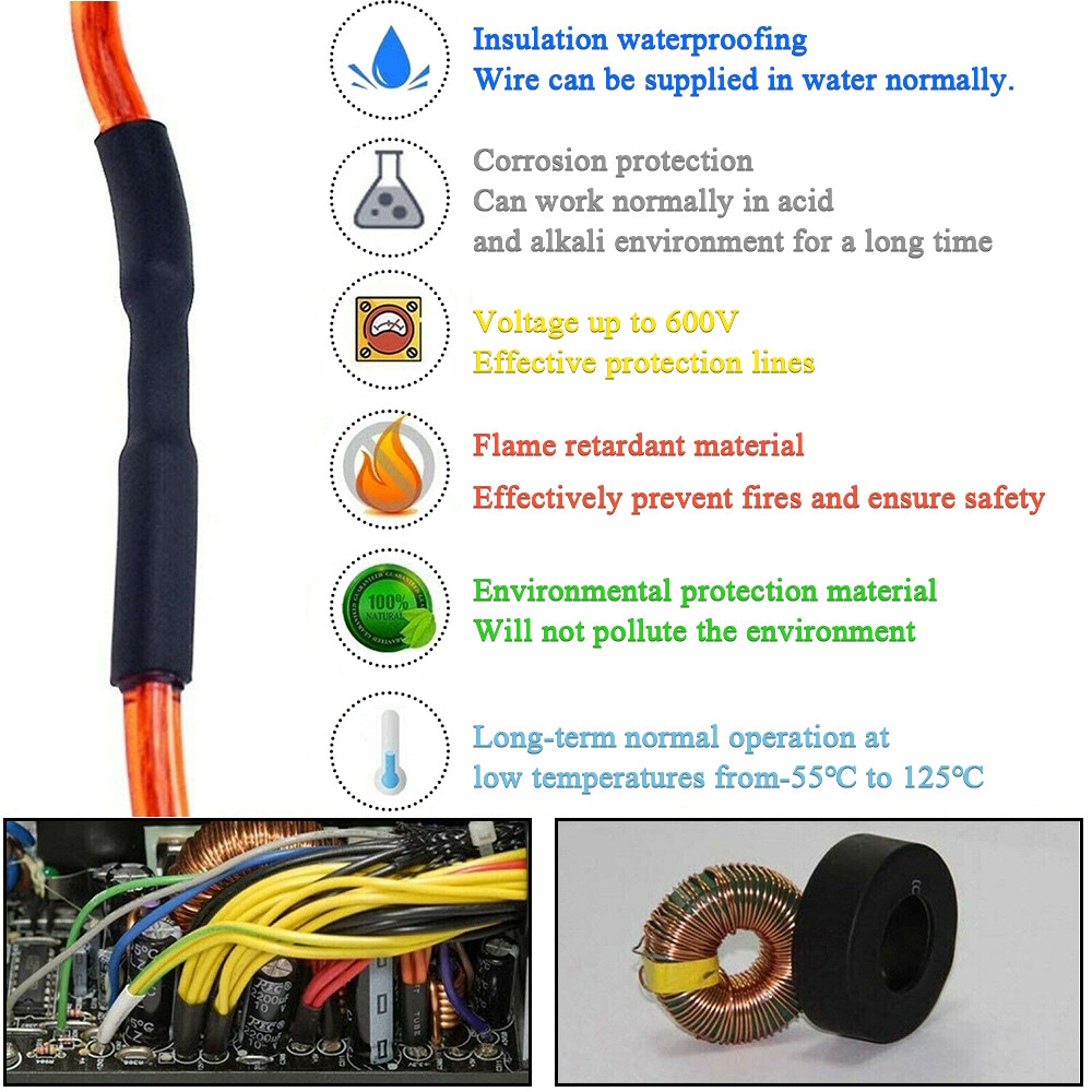 4:1 Heat Shrink Tubing Tube Black Glue Waterproof Dual Wall Wires Wrap