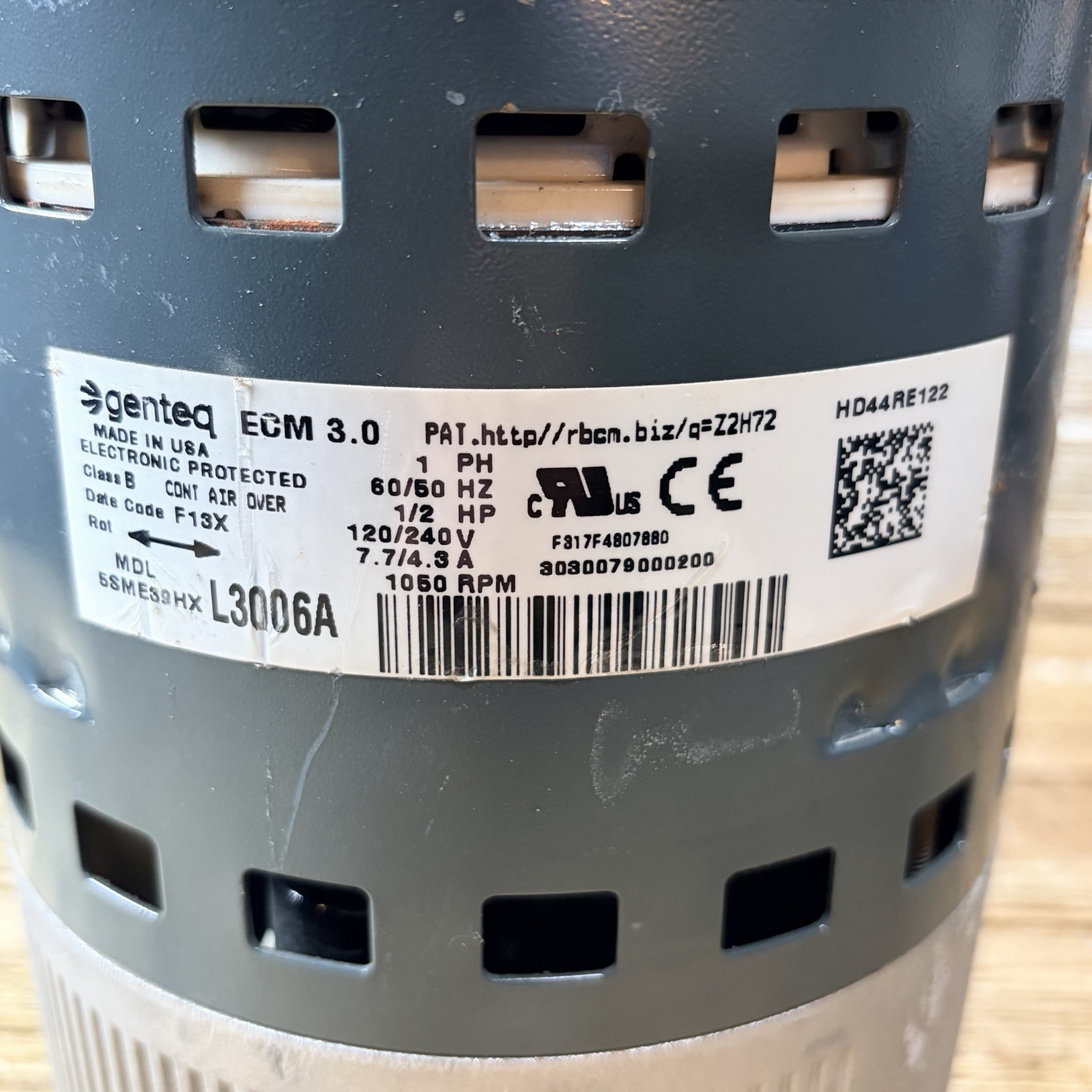 GE Genteq 5SME39HXL3006A HD44RE122 ECM Blower Motor 1/2HP 60/50Hz – F5G