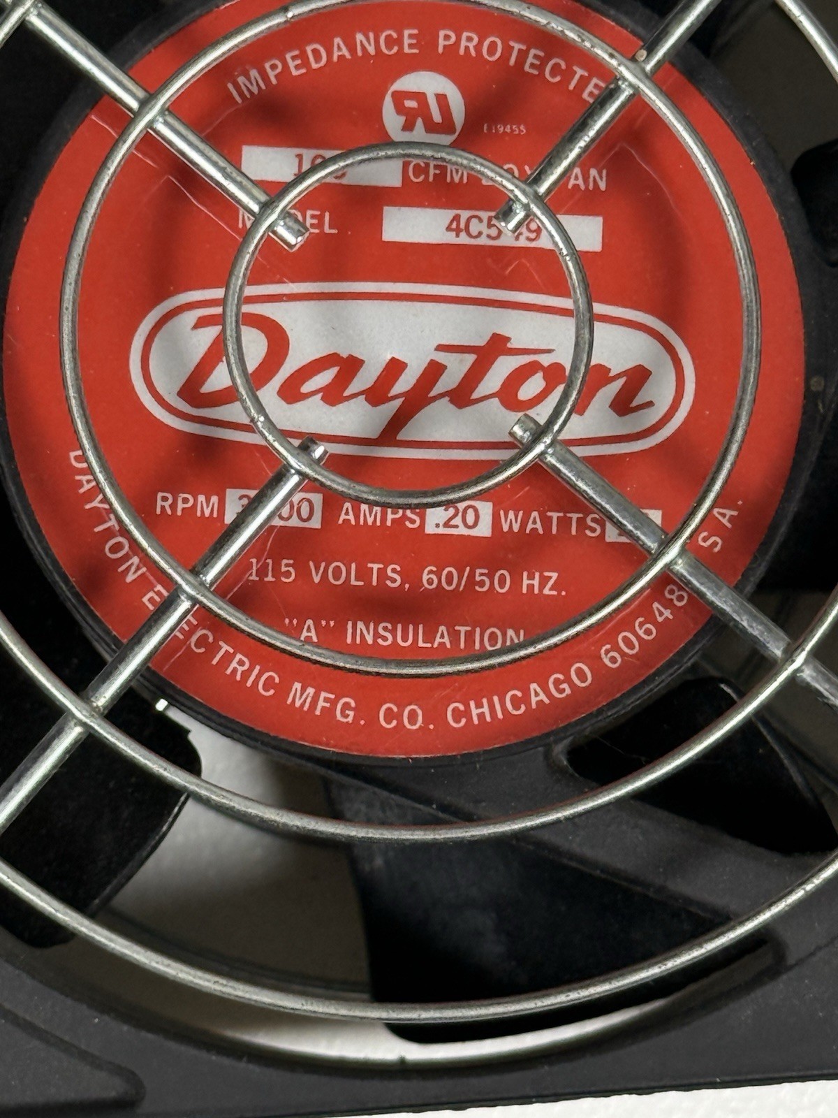 Dayton Model 4C549 115 Volts 100 CFM Box Fan «A» Insulation Wired LR35886