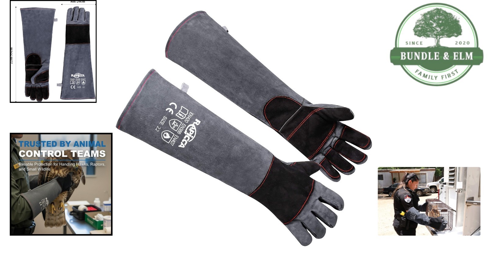 Durable 22in Leather Animal Handling Gloves – Puncture & Bite Resistant