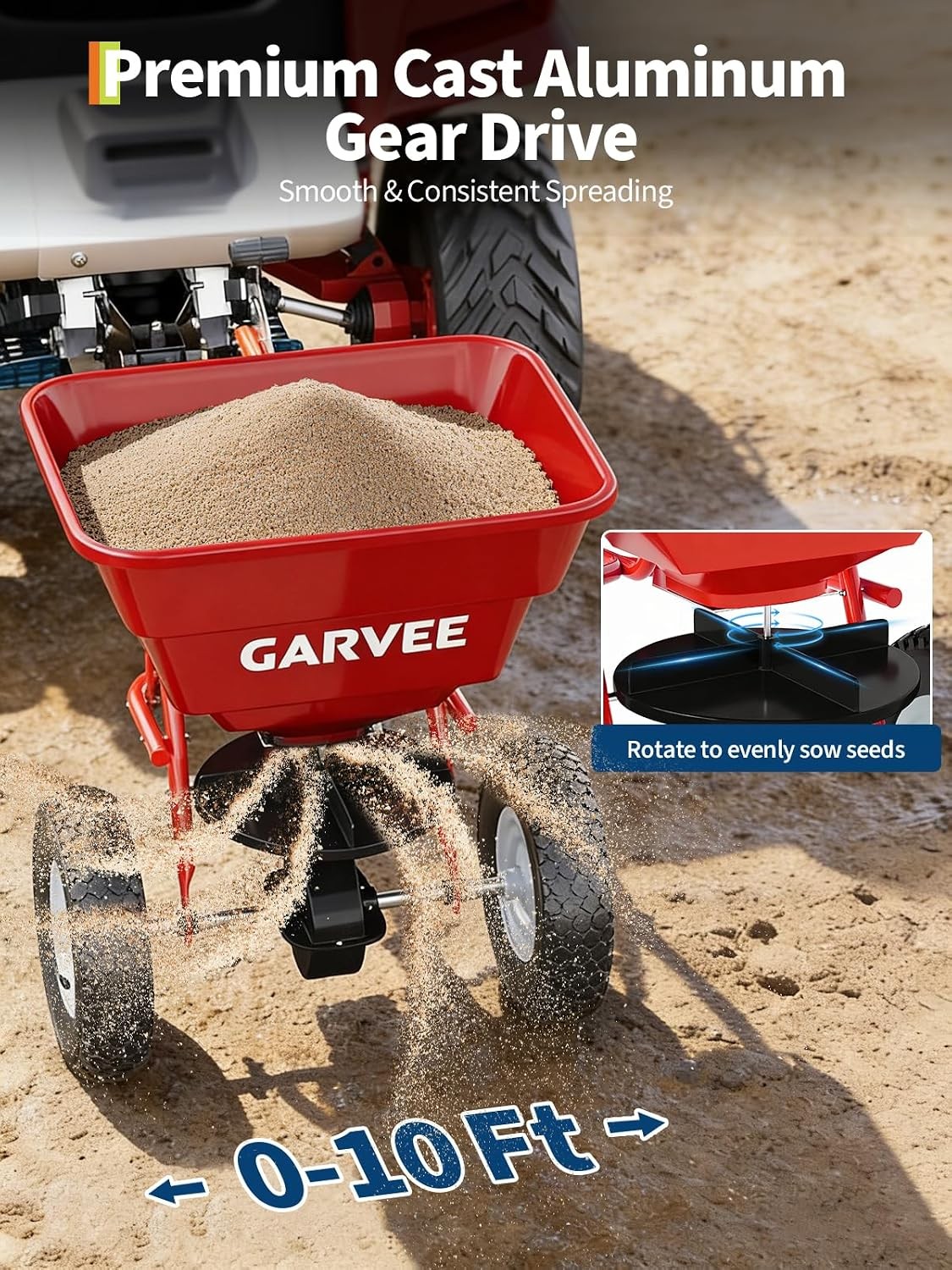 Tow Behind Broadcast Spreader 85lbs Lawn Garden ATV Spreader for Seed Fertilizer