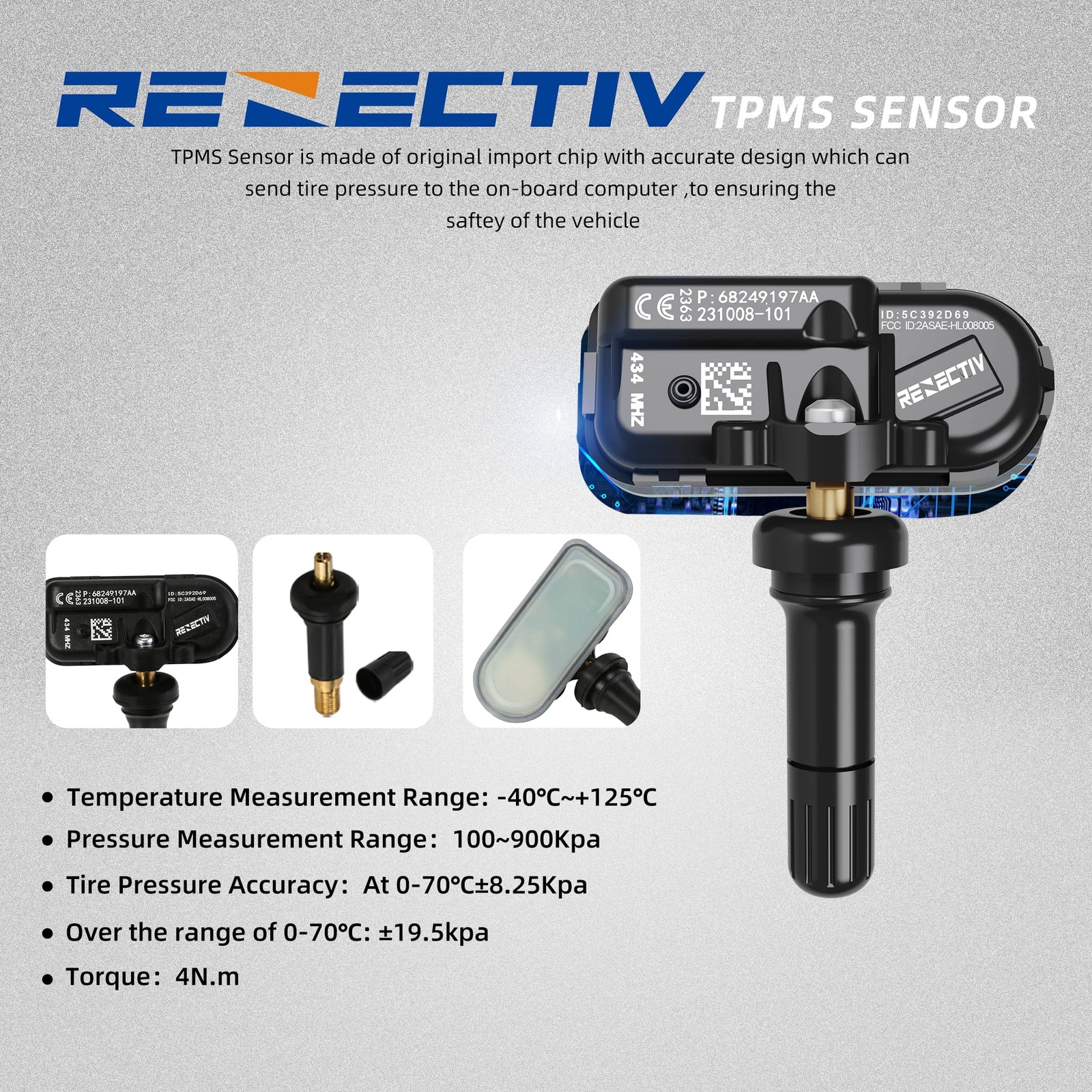 433Mhz Tire Pressure Monitor Sensors 2014-2022 RAM Jeep Cherokee Replacement