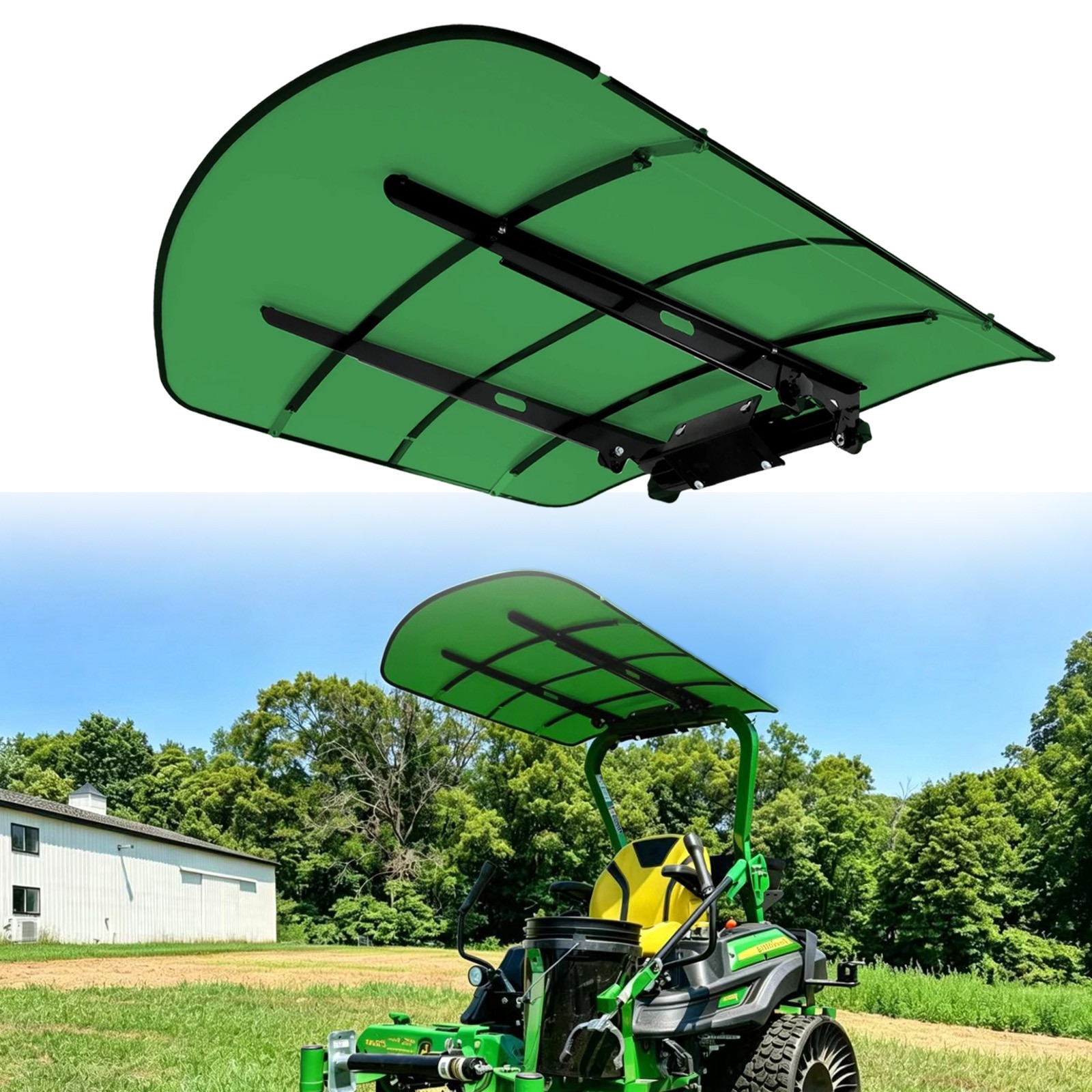Green Tuff Top Tractor Canopy 52″ X 52″ For John Deere 2″ x 2″ or 2″ x 3″ ROPS