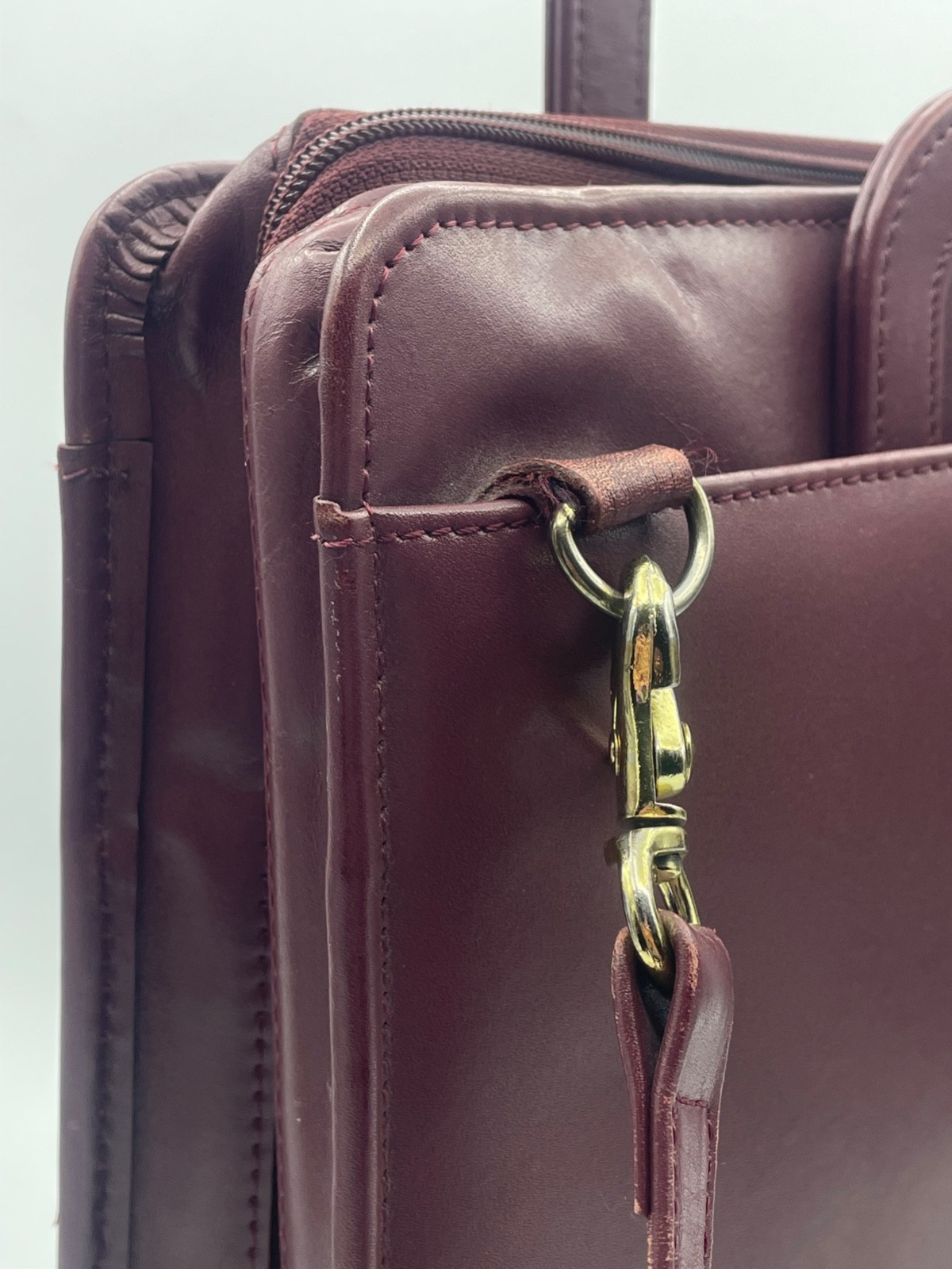 Vtg Franklin Quest Burgundy Leather Crossbody Bag Zip Binder 7-Ring two handled