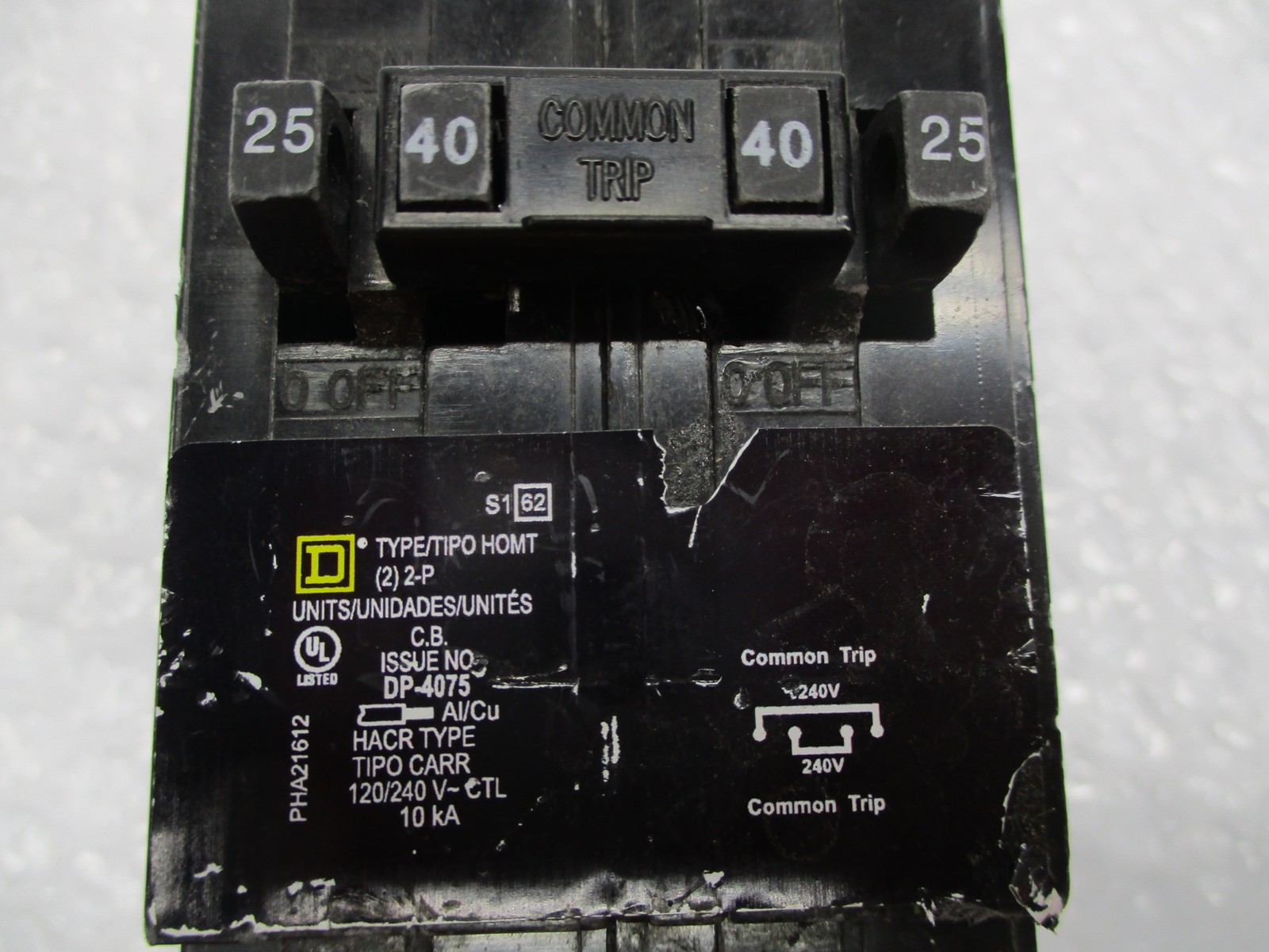 SQUARE D HOMT2525240 BREAKER 25/40AMPS NSNP