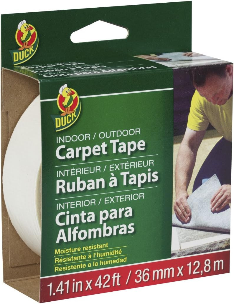 Duck Brand Indoor/Outdoor Carpet Tape, 1.41-Inch x 42 Feet, White (286373)