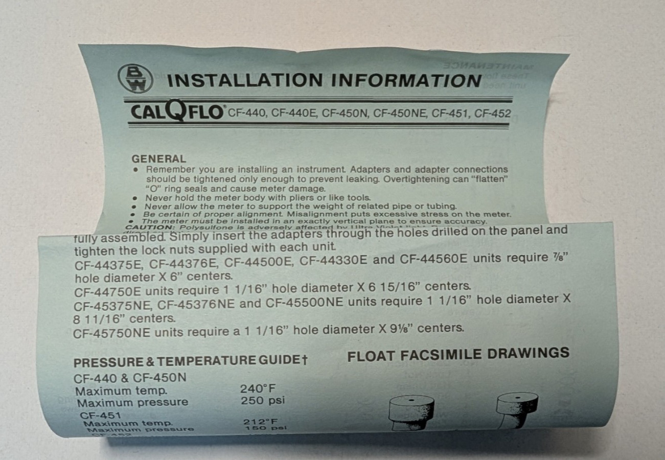 Blue White CF-44750LHBK-12 | CF-440 Series CAL-Q-FLO Flowmeter