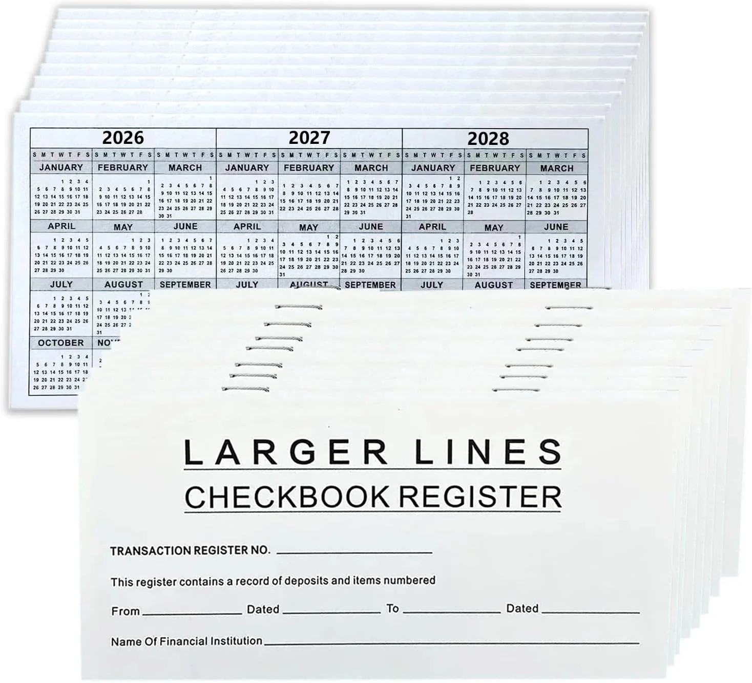12 Pack Checkbook Register, Check Registers for Personal Checkbook, 6″ × 3″, Bla