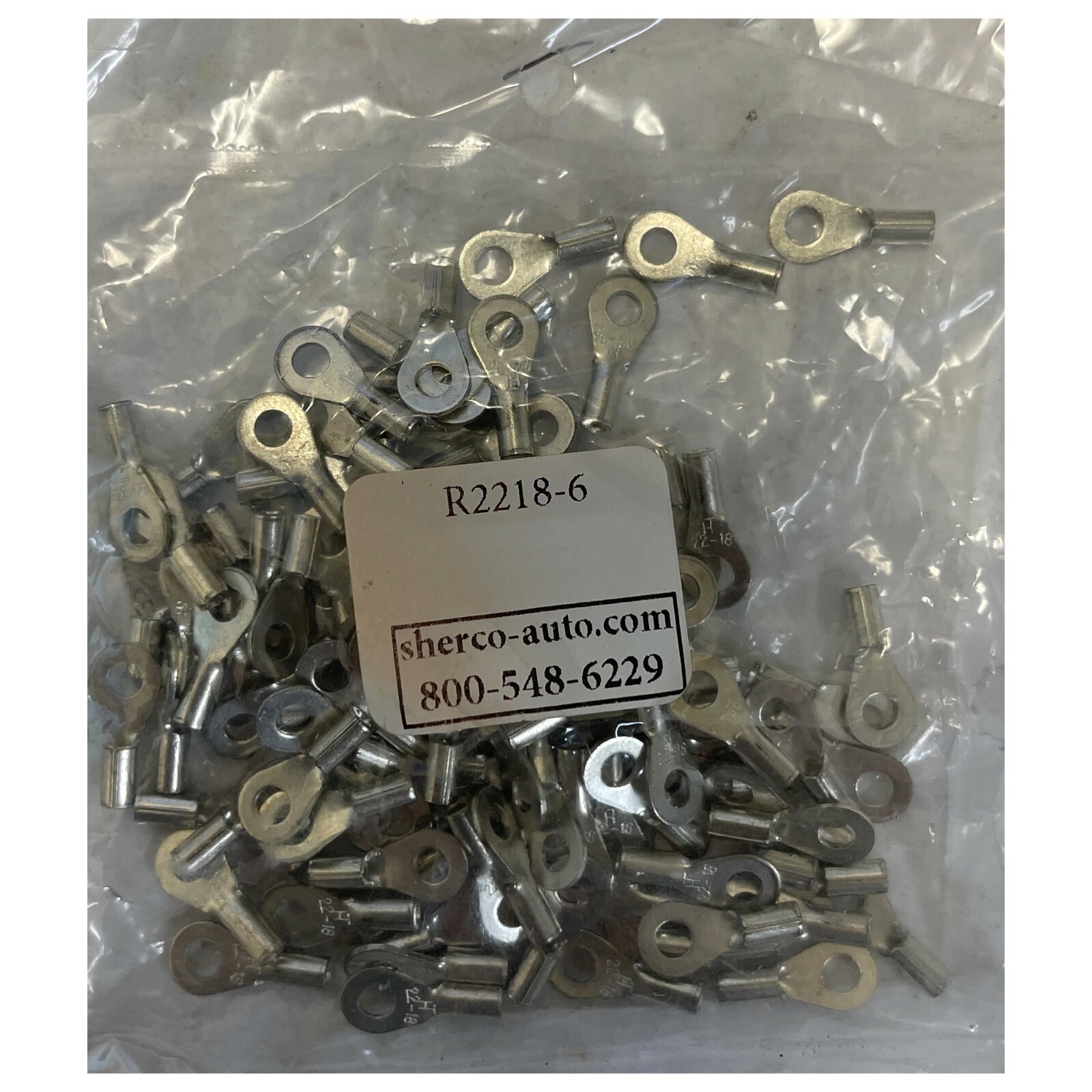 (100) Non-Insulated 22-18 Gauge #6 Ring Terminal Uninsulated Wire Connector USA
