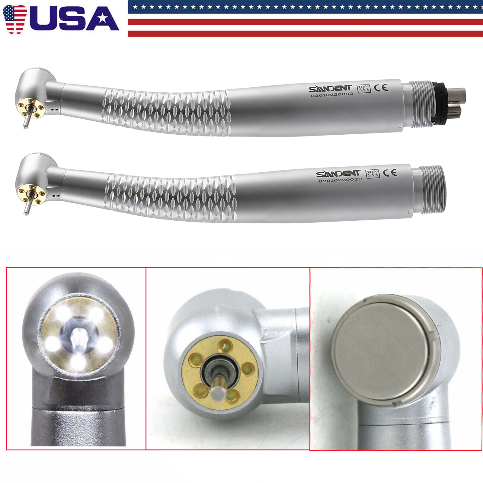 Dental High Speed LED E-generator Handpiece 1/5Lights Push Button 2Hole/4Hole ty