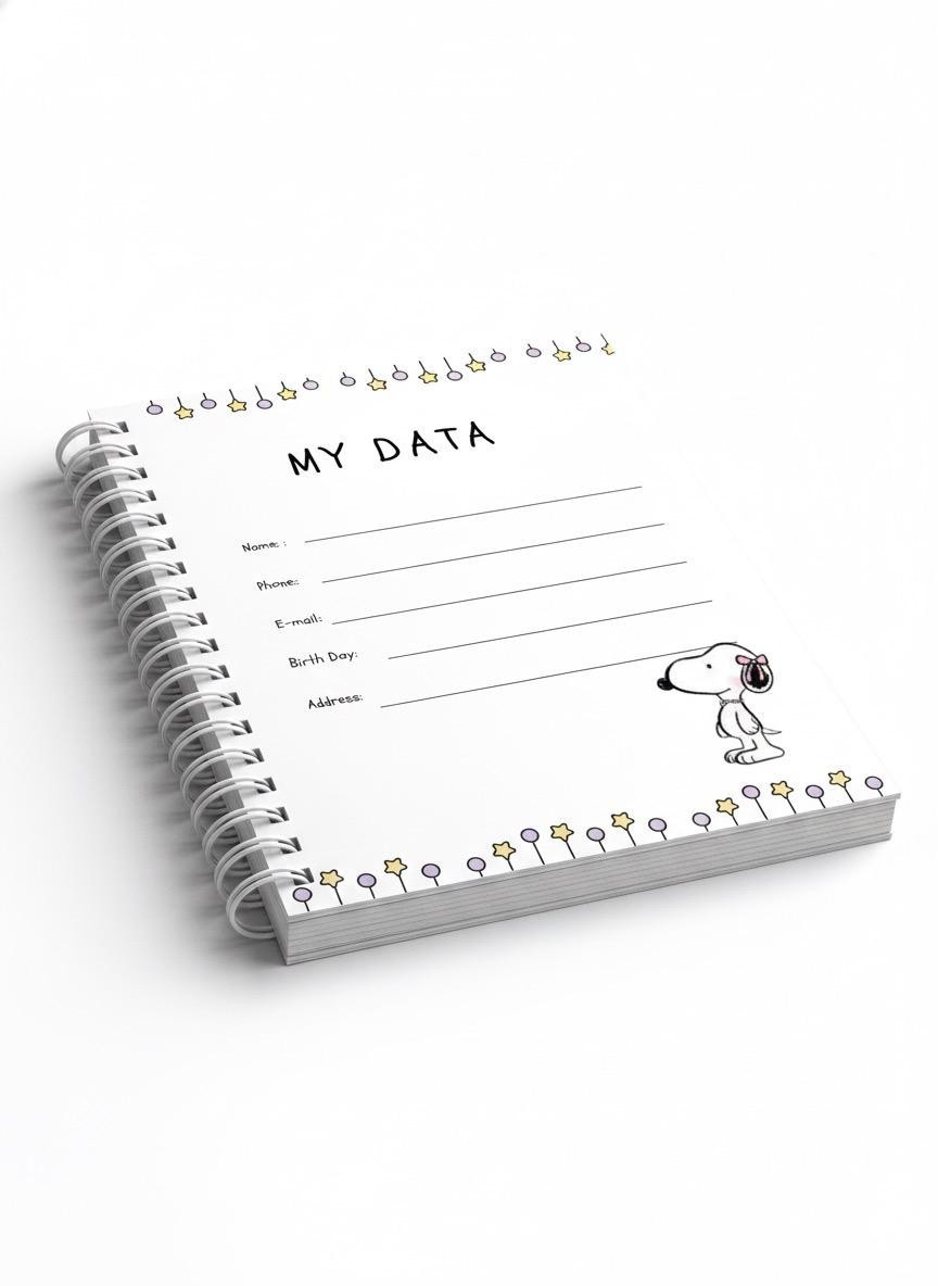 Daily planner Cute Personalized Peanuts, Snoopy-Inspired Hardcover Journal,