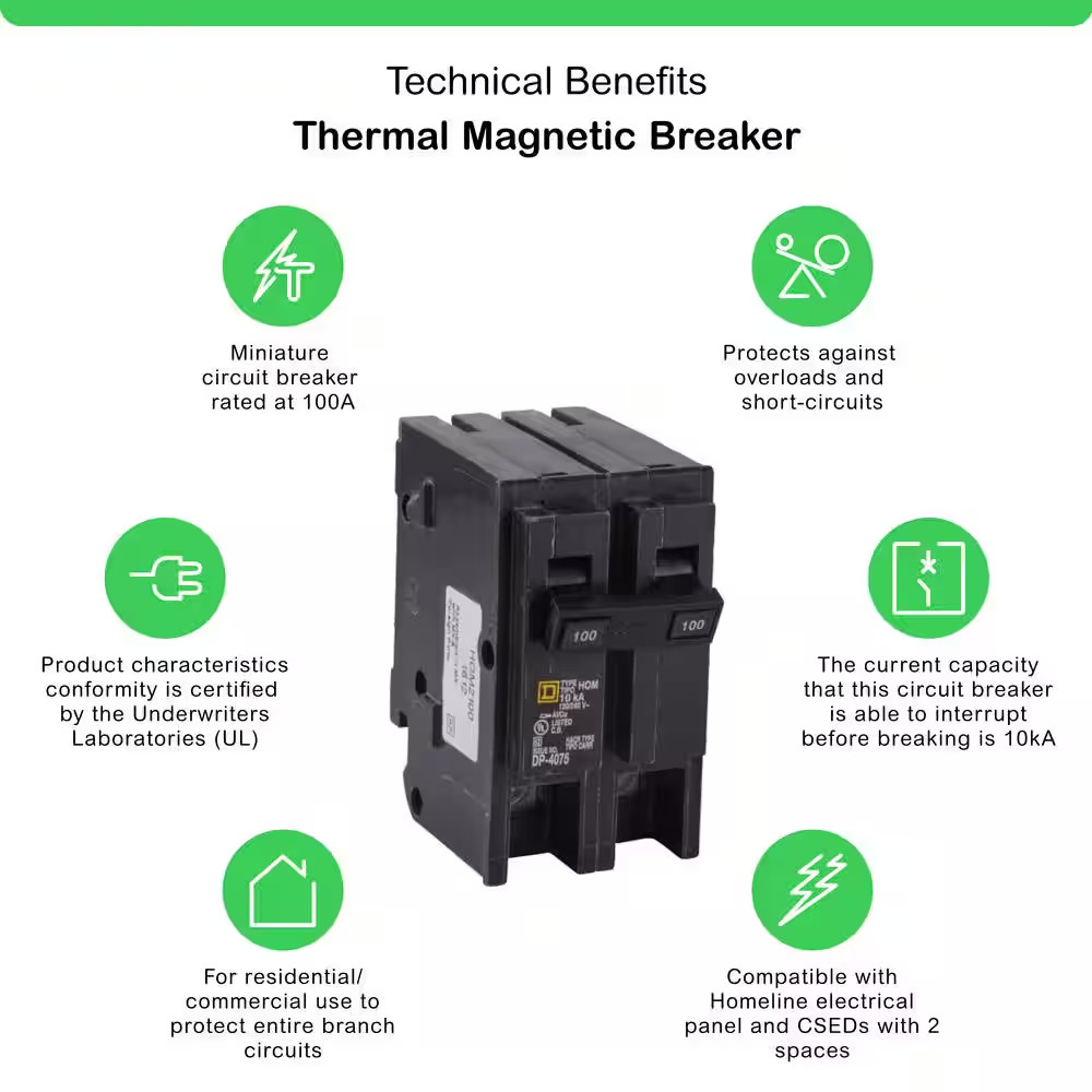 Homeline 100 Amp 2-Pole Circuit Breaker (HOM2100C)