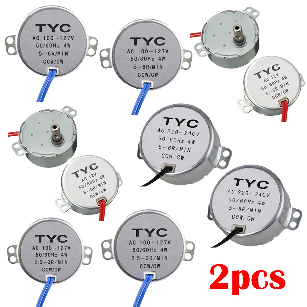 2x TYC-50 AC 12/110/220V 4W 50/60Hz Synchronous Motor 2.5/3/5/6RPM For Microwave