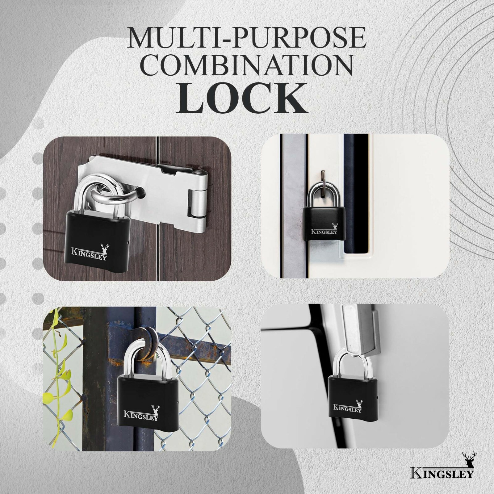 Resettable Kingsley 22L Combo Lock (Combination Padlock) Hardened Steel Shackle