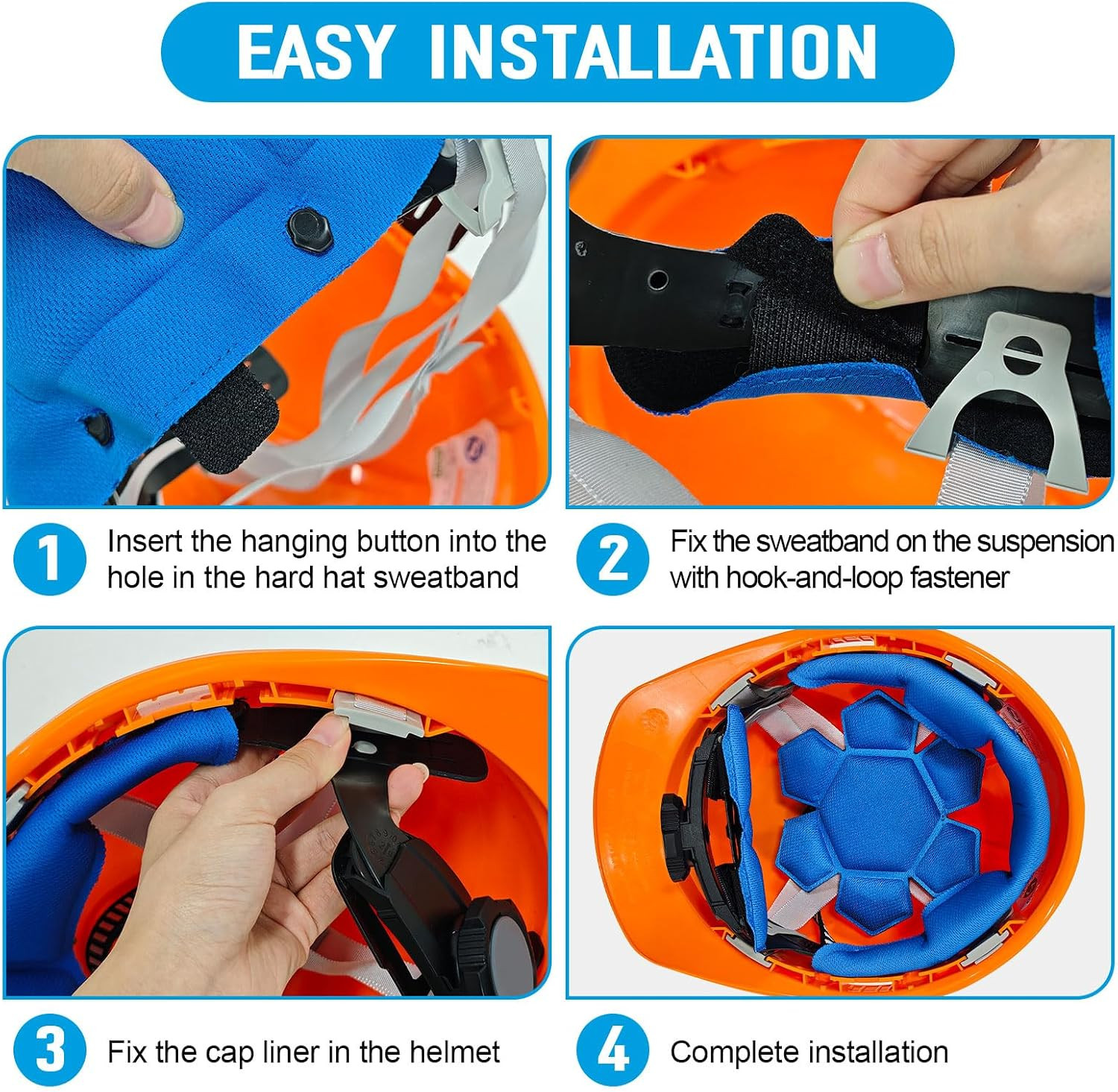 Hard Hat Sweatbands, Sweat Band for Safety Helmet, Washable Hard Hat Cooling