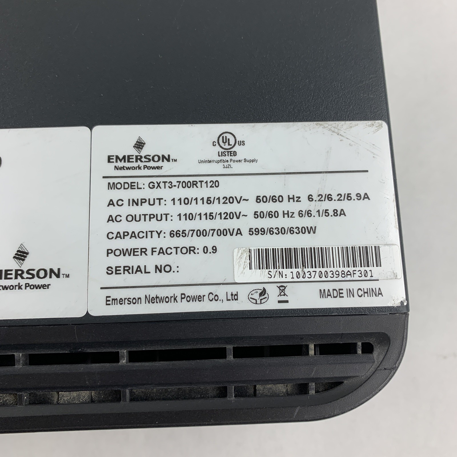 Emerson Liebert GXT3-700RT120 UPS System 700VA 120V No Batteries Tested