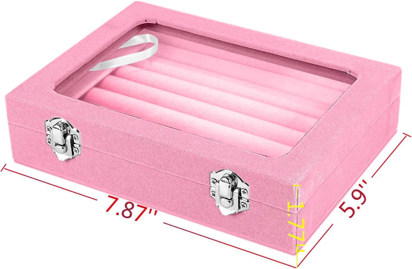 EONGOA Jewelry Box Rings Organizer Tray 7.87 x 5.90 x 1.77 inches, Light Pink