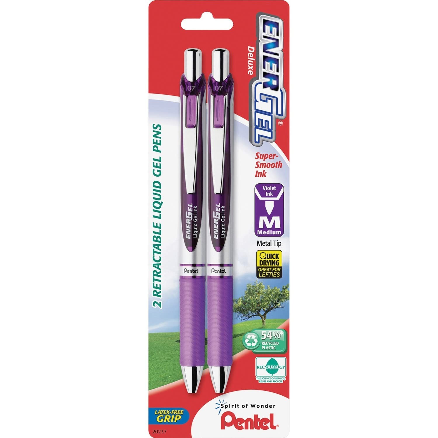 Pentel EnerGel Deluxe RTX Retractable Liquid Gel 2 Count (Pack of 1), Violet