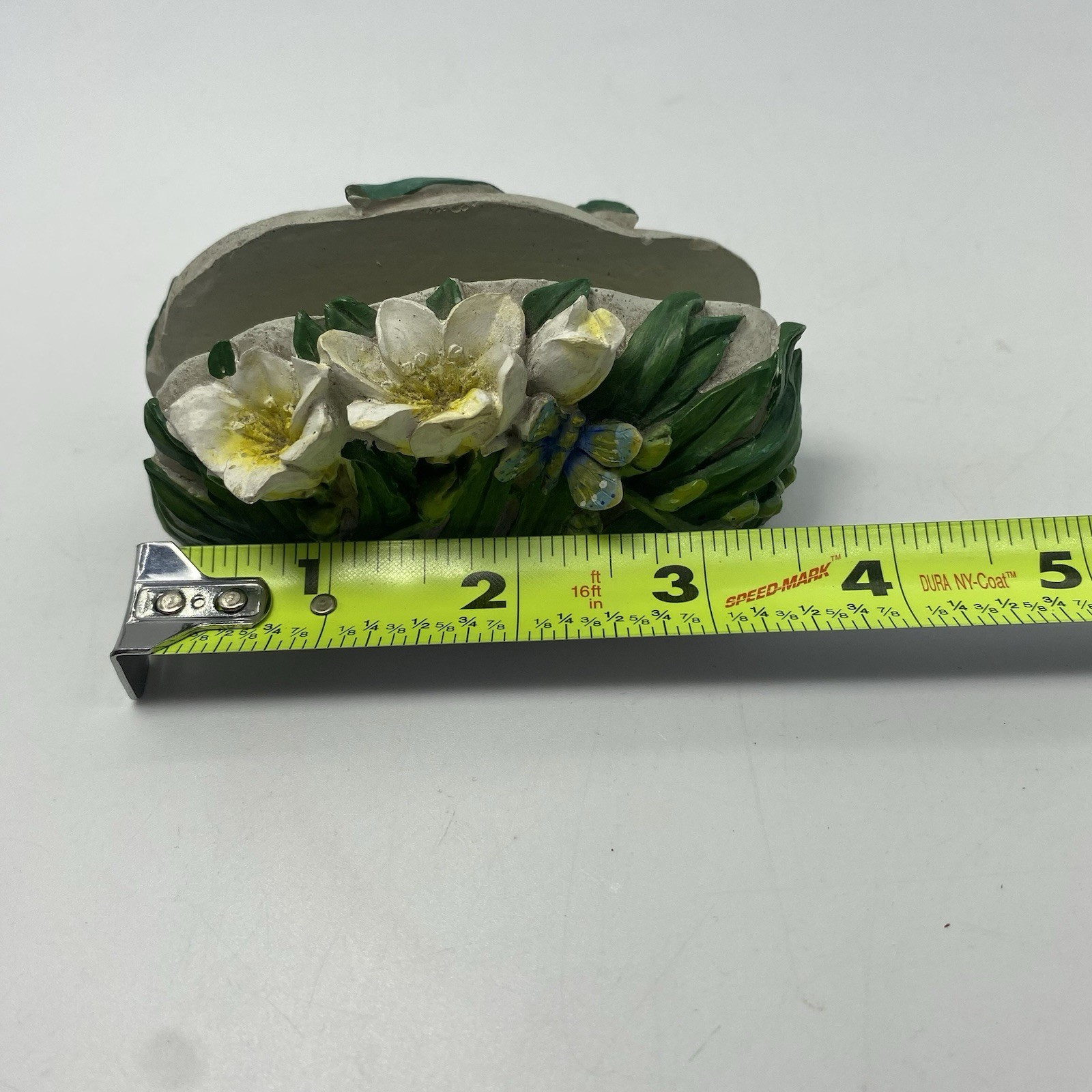 Vintage Business Card Holder Floral Resin 3.5” Recipe Card Desk Accessory