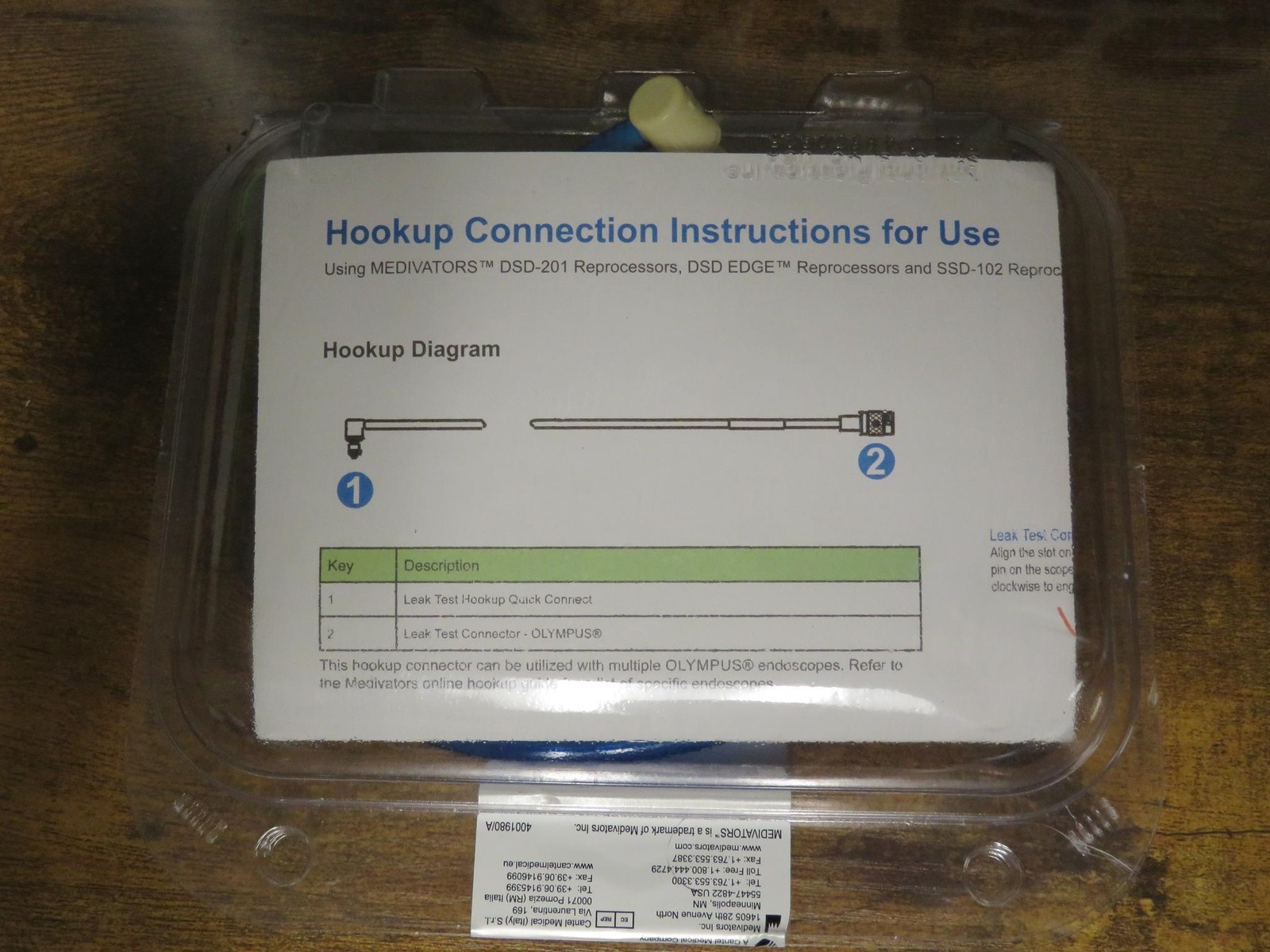Medivators Advantage Plus DSD-110-HU0102 Olympus Scope Leak Test Hookup Kit NEW